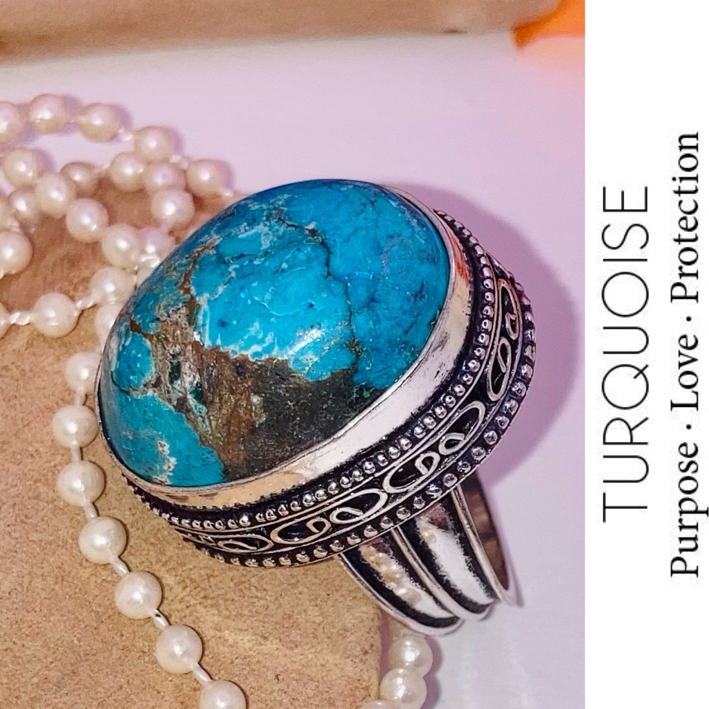 Majestictibetan Turquoise Gemstone Chunky Handmade Ring 40$